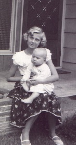 Content on our home's front porch.... Stacey in my lap (I loved being her second care-giver)